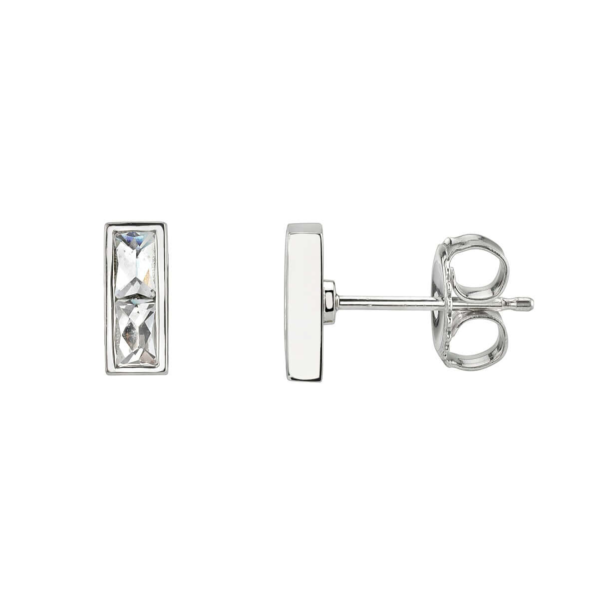 SINGLE STONE MONET STUDS | Earrings featuring Approximately 0.50ctw GH/VS French cut diamonds set in handcrafted bar stud earrings.
