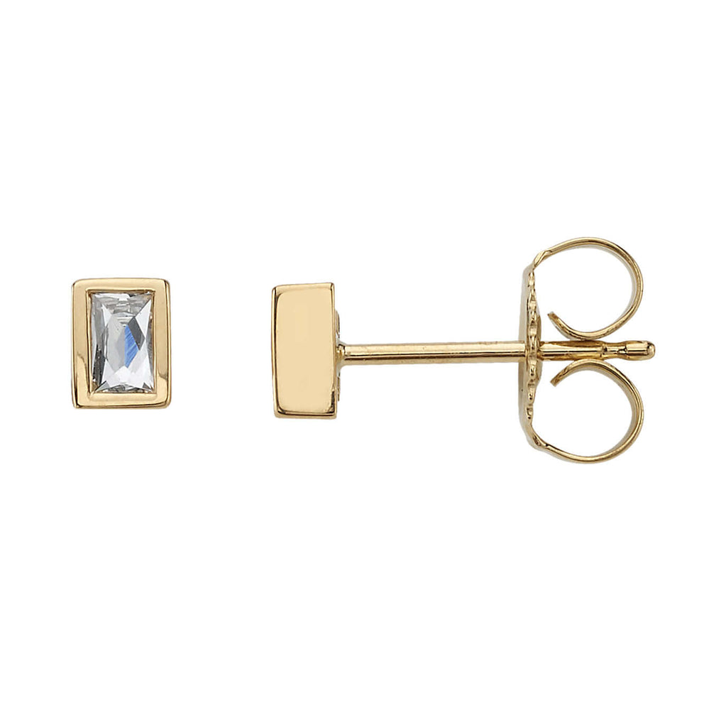 CZ Square Stud Earrings 10K Solid Yellow Gold For Womens Mens Kids / Aretes  de Oro Solido 10K para Mujer / Studs Earrings / Daily Earrings. -  Walmart.com