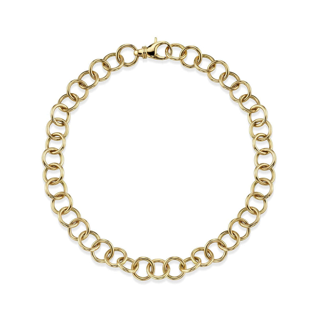 Single Stone's CLUB NECKLACE  featuring Handcrafted 18K yellow gold link necklace. Charms sold separately. Available in 16&quot; or 17&quot; lengths. Price does not include pendant.
