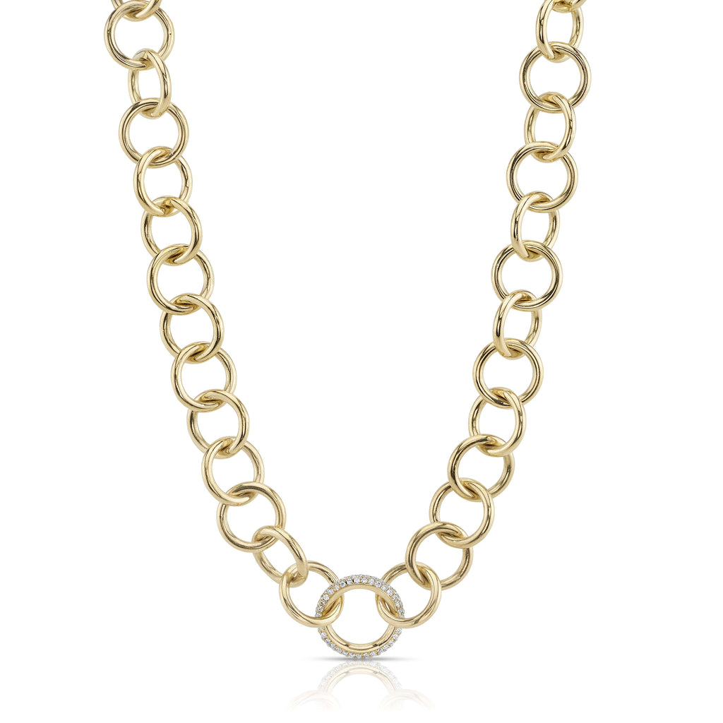 Single Stone's CLUB NECKLACE WITH DIAMONDS  featuring Handcrafted 18K yellow gold club necklace with approximately 0.80ctw G-H/VS old European cut diamonds. Necklace measures 16&quot;.
