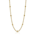 SINGLE STONE NATASHA NECKLACE featuring Handcrafted 18K yellow gold link and bead necklace. Available in multiple lengths. Length shown is 16.5".
