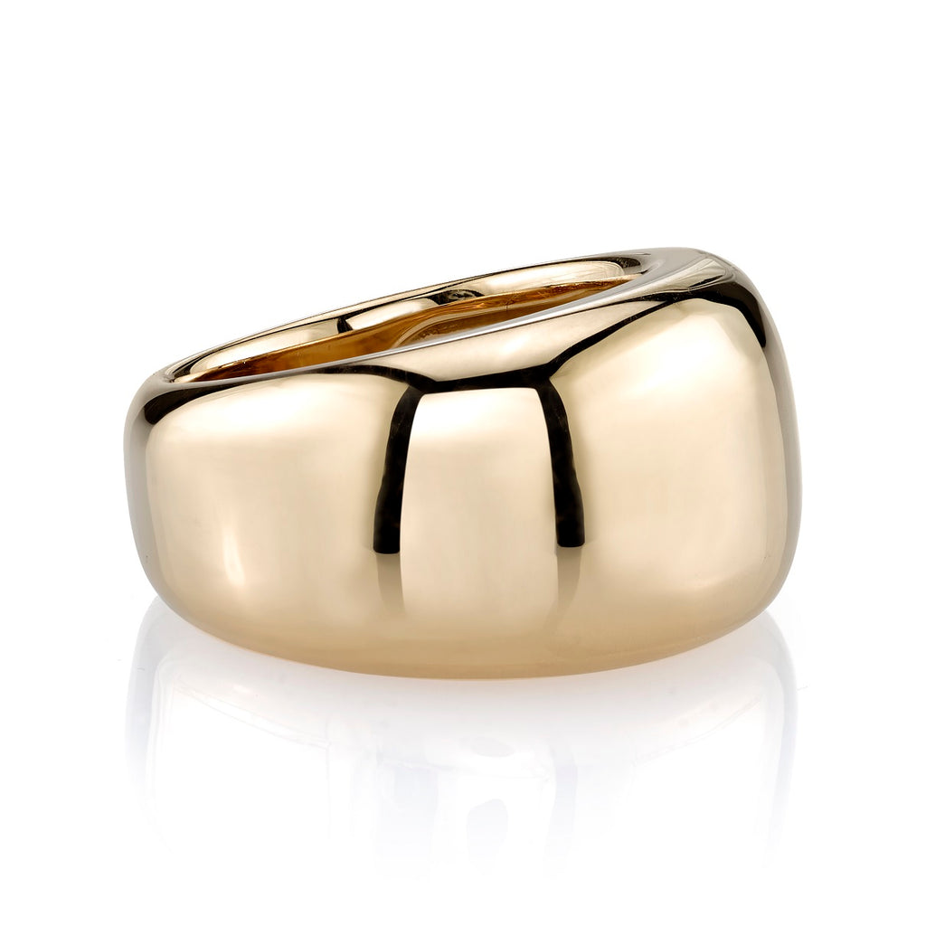 Single Stone's SIENNA band  featuring Polished and domed 18K yellow gold cigar band measuring approximately 13mm across at its widest point. Please inquire for additional customization. 
