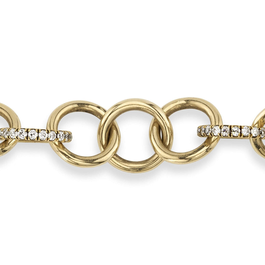 Single Stone's CLUB BRACELET WITH DIAMONDS  featuring Handcrafted 18K yellow gold club bracelet with approximately 1.60ctw G-H/VS old European cut diamonds. Bracelet measures 7.5&quot;. 
