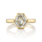 SINGLE STONE ODETTE RING featuring 1.66ct O-P/SI2 GIA certified hexagonal cut diamond set in a handcrafted 18K yellow gold mounting.