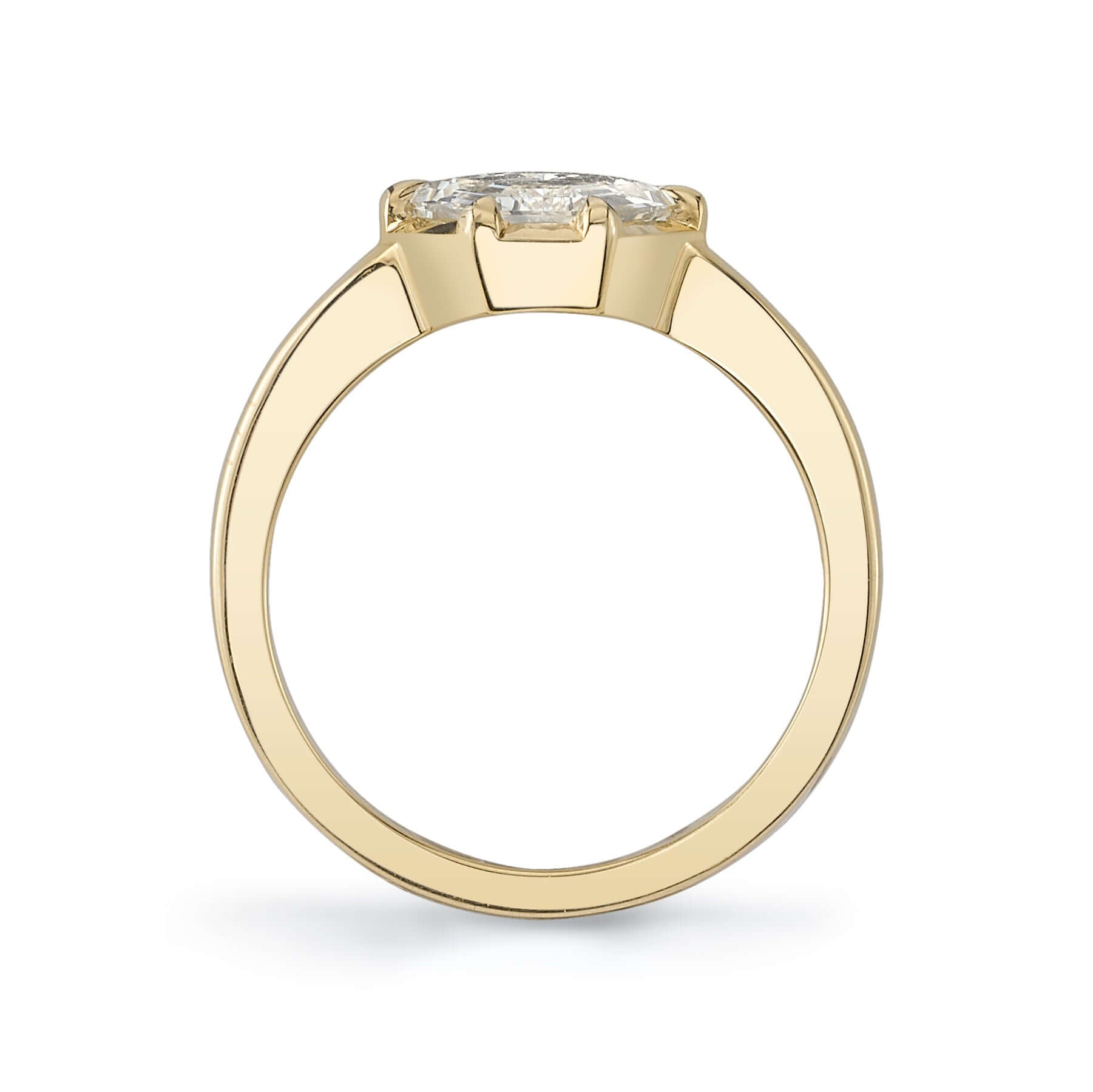 SINGLE STONE ODETTE RING featuring 1.66ct O-P/SI2 GIA certified hexagonal cut diamond set in a handcrafted 18K yellow gold mounting.