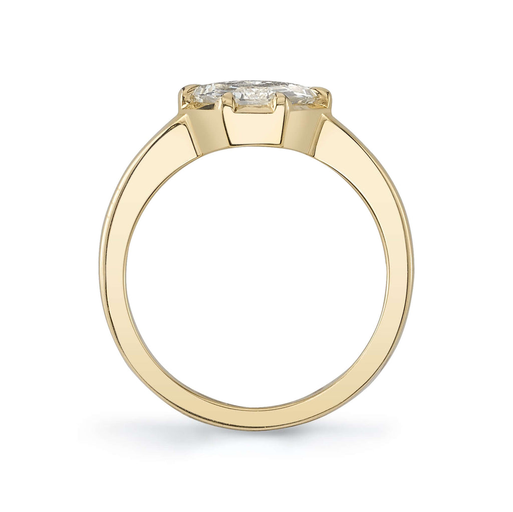 Single Stone's ODETTE ring  featuring 1.66ct O-P/SI2 GIA certified hexagonal cut diamond set in a handcrafted 18K yellow gold mounting.  
