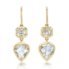 Single Stone PALOMA DROPS | Earrings featuring 6.21ctw GIA certified M/VS1-SI2 pear shaped Rose cut diamonds with 2.26ctw L/VVS1-VVS2 Asscher cut diamonds bezel set in handcrafted 18K yellow gold drop earrings.