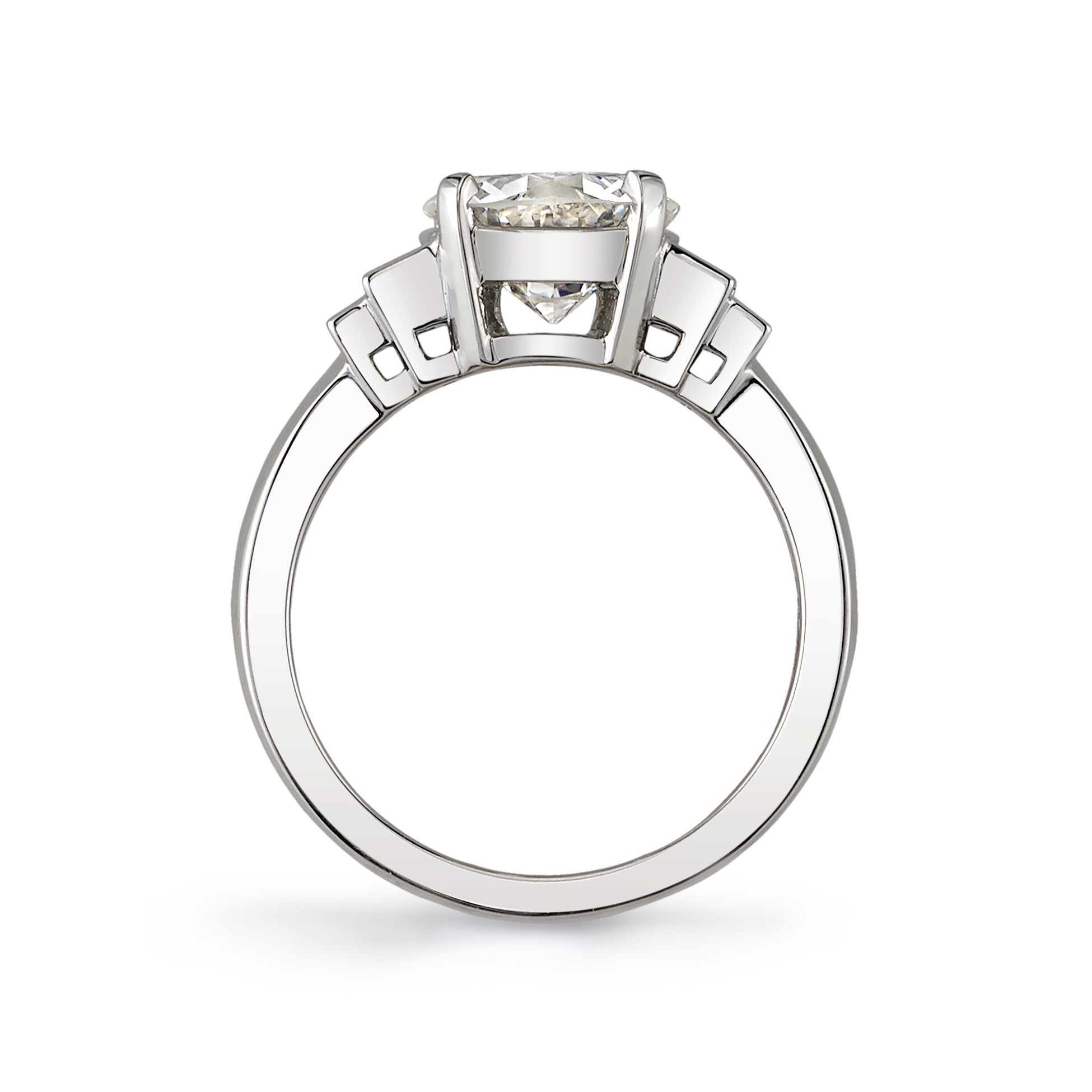 SINGLE STONE SCOUT RING featuring 2.03ct H/VVS2 GIA certified old European cut diamond with 0.31ctw baguette cut diamond accents set in a handcrafted platinum mounting.