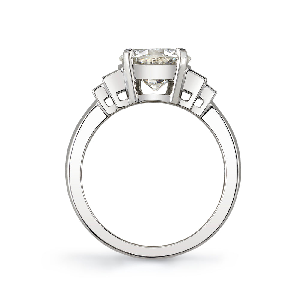 Single Stone's SCOUT ring  featuring 2.03ct H/VVS2 GIA certified old European cut diamond with 0.31ctw baguette cut accent diamonds set in a handcrafted platinum mounting.

