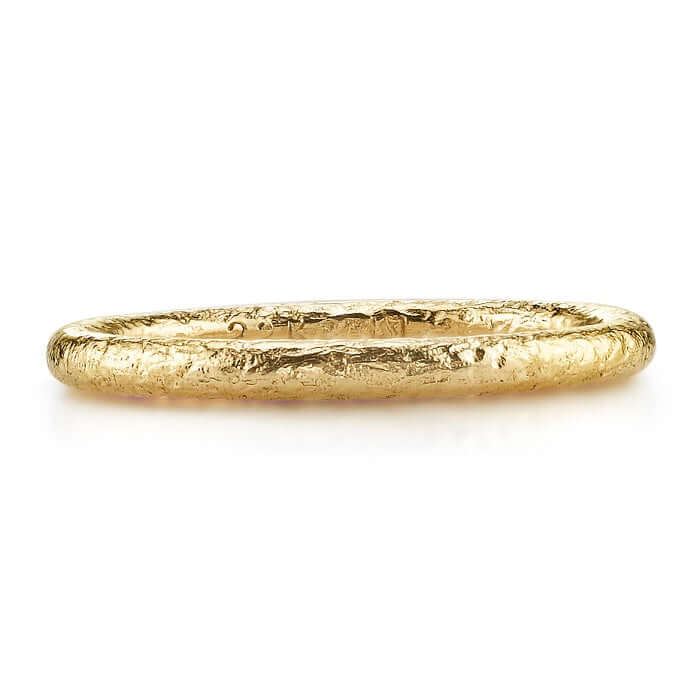 SINGLE STONE LARGE JANE BAND | 2mm handcrafted hammer finished 22K yellow gold band. Please inquire for additional customization.