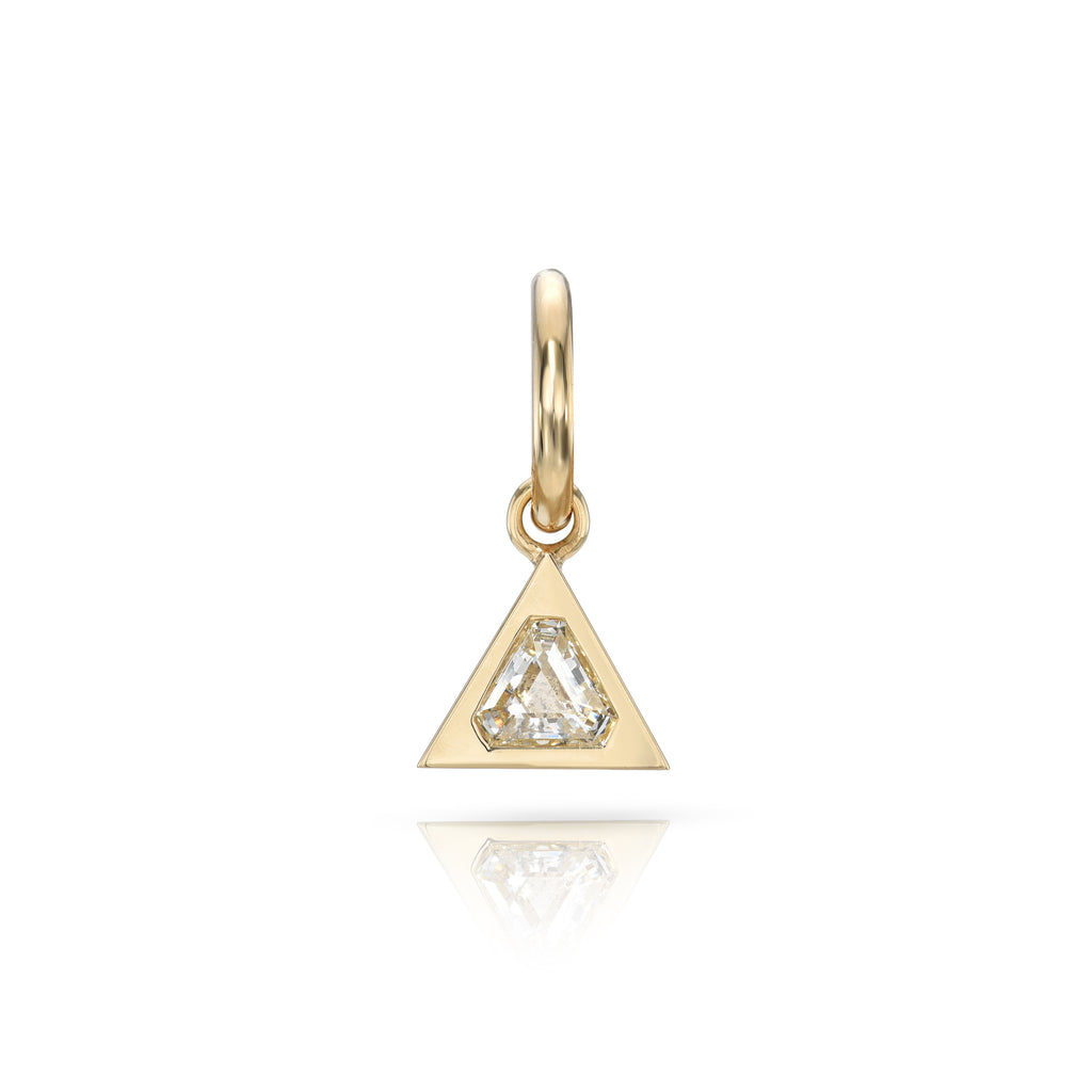 Single Stone's SLOANE PENDANT pendant  featuring 0.22ct F/VS2 GIA certified trillion corner cut diamond bezel set in a handcrafted 18K yellow gold pendant. Price does not include chain.

