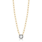 SINGLE STONE SUMMER NECKLACE featuring 0.66ct E/SI1 GIA certified rose cut diamond prong set in a handcrafted 18K yellow and champagne white gold pendant necklace.