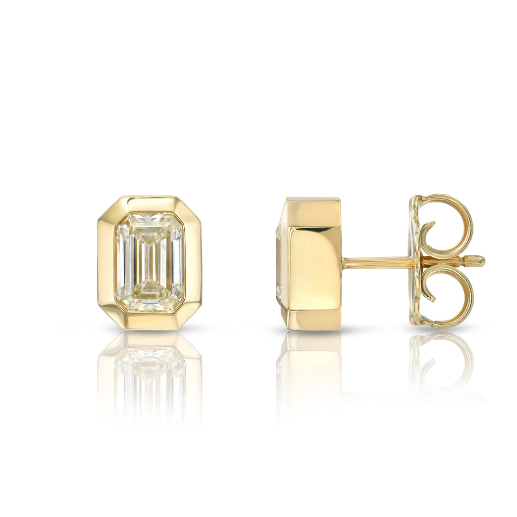 3mm 18kt yellow gold handmade single white stone back screw square shape stud  earring cartilage customized unisex jewelry er144 | TRIBAL ORNAMENTS