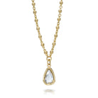 SINGLE STONE VEDA featuring 2.39ct N/I1 GIA certified vintage pear shaped rose cut diamond bezel set on a handcrafted 18K yellow gold pendant necklace.
