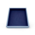SMALL STACKING JEWELRY TRAY - EVENING BLUE, Color: Dusty blue with deep indigo interior Wood with high lacquer finish Features delicate gold effect inlay 19cm long, 22cm wide, 4.4cm high, Jewelry Case, Trove